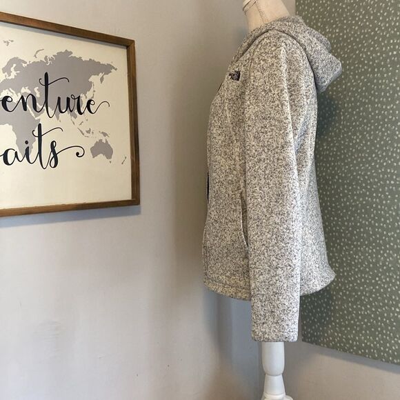 The North Face Gray & White Heathered Crescent Full Zip Hoodie Jacket Sz Medium - Picture 5 of 10